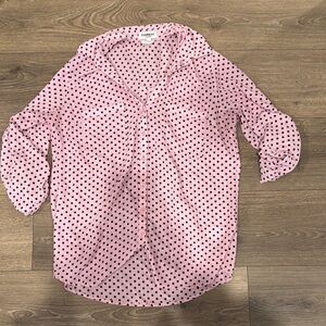 Express Pink and Black Cuffed Sleeve Button Down Shirt
